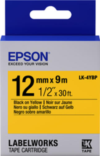 Epson Etikettenkassette LK-4YBP - Pastell - schwarz auf gelb - 12mmx9m