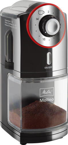 Melitta Molino Kaffeemühle 100 W Schwarz, Rot, Edelstahl