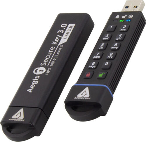 Apricorn Aegis Secure Key 3.0 USB-Stick 480 GB USB Typ-A 3.2 Gen 1 (3.1 Gen 1) Schwarz