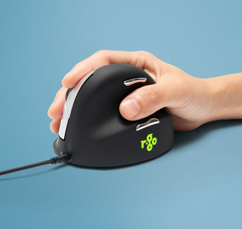 R-Go Tools HE Mouse Ergonomische Maus R-Go HE Break mit Pausensoftware, groß (Handlänge  185mm), für Rechtshänder, verkabelt, schwarz