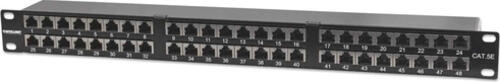 Intellinet 48-Port Cat5e Patchpanel, geschirmt, FTP, 19, 1 HE, Klemmleisten mit 90 Grad abgewinkelten Kabeleinführungen