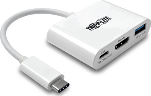 EATON TRIPPLITE USB-C to HDMI Adapter with USB-A Port and PD Charging HDCP White