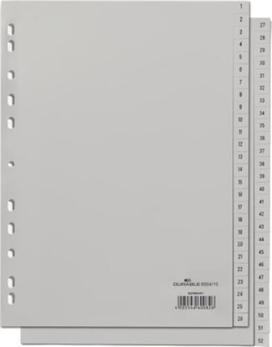 Durable 650410 Tab-Register Numerischer Registerindex Polypropylen (PP) Grau