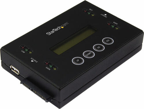 StarTech.com 1:1 Standalone Hard Drive Duplicator & Eraser, USB Thumb Drive and SATA HDD/SSD Disk Cloner & Eraser, LCD display, TAA Compliant, OS Independent