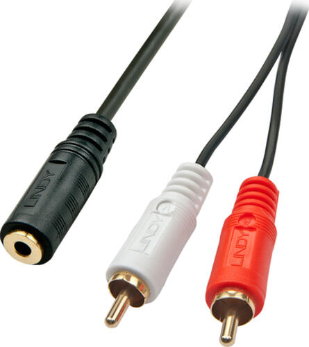 Lindy 35677 Audio-Kabel 0,25 m 2 x RCA 3.5mm Schwarz, Rot, Weiß