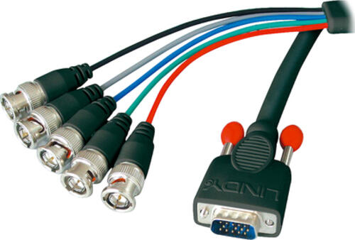 Lindy 31562 Videokabel-Adapter 1,8 m VGA (D-Sub) 5 x BNC Schwarz