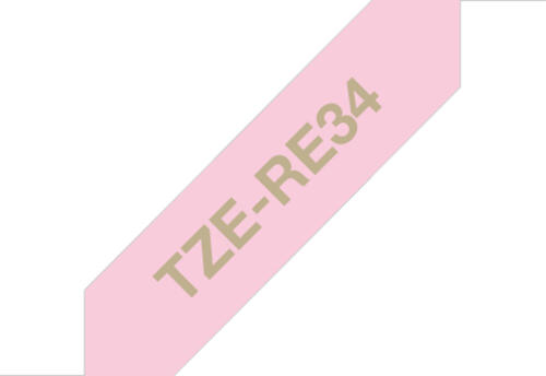 Brother TZE-RE34 Etiketten erstellendes Band Gold auf Rosa