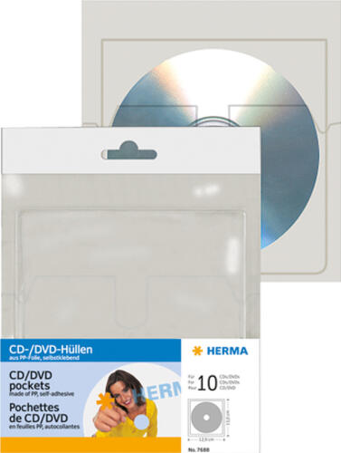 Herma CD/DVD-Hüllen selbstkl. f.1 CD/DVD 10 Stck. trans.  7688