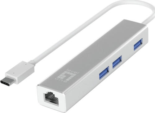 LevelOne Gigabit USB-C Netzwerkadapter mit USB Hub