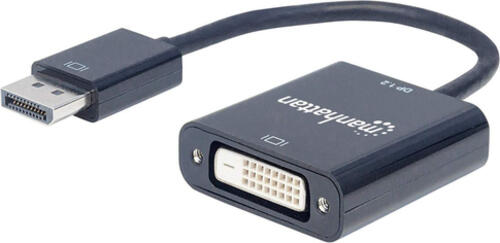 Manhattan DisplayPort 1.2a auf DVI-Adapter, DisplayPort 1.2a-Stecker auf DVI-D-Buchse, aktiv, 23 cm, schwarz