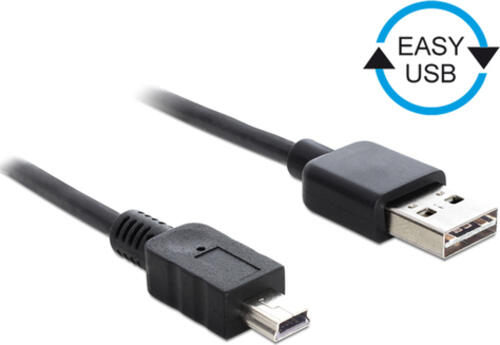 DeLOCK 0.5m, USB2.0-A/USB2.0 Mini-B USB Kabel 0,5 m USB A USB B Schwarz