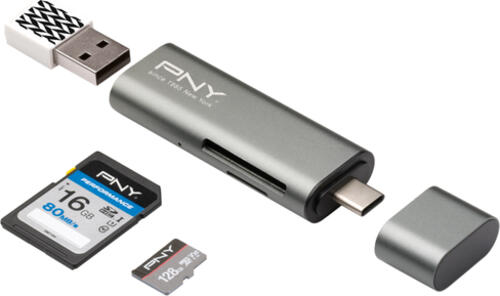PNY R-TC-UA-3N1E01-RB Kartenleser USB 3.2 Gen 1 (3.1 Gen 1) Type-C Metallisch