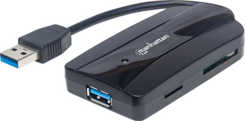 MANHATTAN USB 3.0 Hub und Card Reader Writer USB-Ports unterstuetzte Kartenformate MicroSD SD und MMC Stromversorgung ueber USB