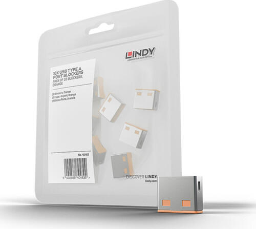Lindy 40463 Schnittstellenblockierung USB Typ-A Orange Acrylnitril-Butadien-Styrol (ABS) 10 Stück(e)