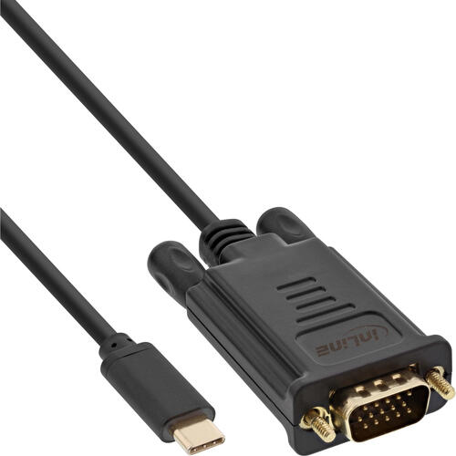 InLine USB Display Kabel, USB-C Stecker zu VGA Stecker, 1m