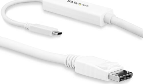 StarTech.com 3m USB-C auf DisplayPort 1.2 Kabel 4K 60Hz - USB-C auf DP Adapterkabel/Videoadapter - HBR2 - USB-C DP Alt Mode auf DP Monitor Videokabel - Thunderbolt 3 kompatibel - Weiß