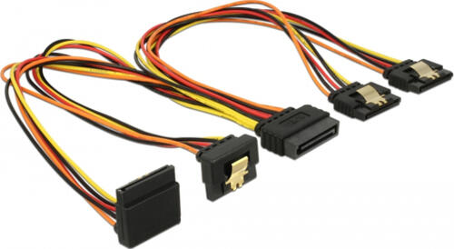 DeLOCK 60148 SATA-Kabel 0,3 m SATA 15-Pin 4 x SATA 15-Pin Beige, Orange, Rot, Gelb