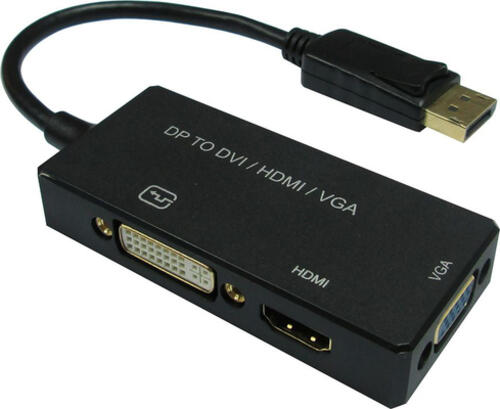 VALUE 12993153 0,1 m DisplayPort VGA (D-Sub)+ HDMI + DVI Schwarz