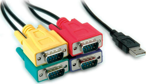 ROLINE 12.02.1016 Serien-Kabel Schwarz, Blau, Grün, Rot 1,8 m USB 4x RS-232