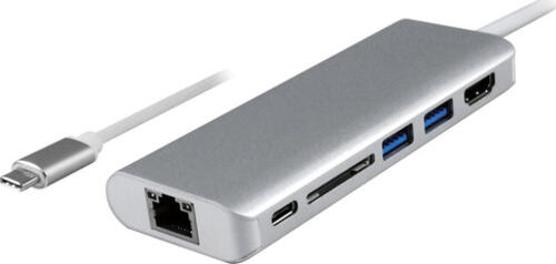 ROLINE 12.02.1037 laptop-dockingstation & portreplikator Kabelgebunden USB 3.2 Gen 1 (3.1 Gen 1) Type-C Silber