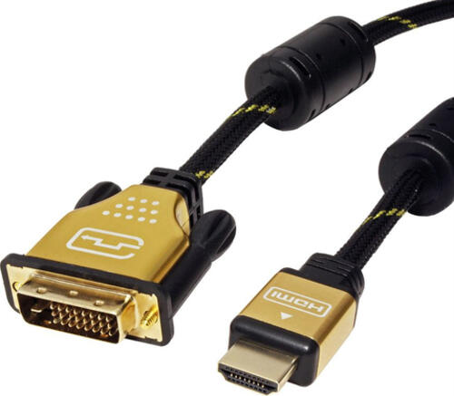 ROLINE 11885891 2 m HDMI Typ A (Standard) DVI-D Schwarz, Gold