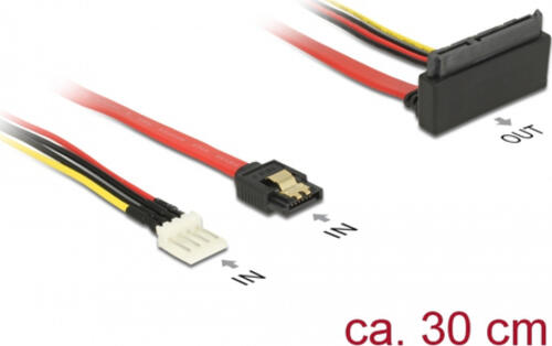 DeLOCK 85518 SATA-Kabel 0,3 m 1 x Floppy 4 pin 1 x SATA 22 pin, 1 x SATA 7 pin Mehrfarbig