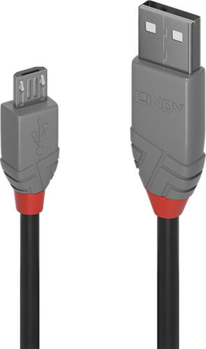 Lindy 36732 USB Kabel 1 m USB 2.0 USB A Micro-USB B Schwarz, Grau