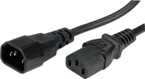 VALUE Stromkabel 1,8m schwarz IEC320 EN60320C14 m/w Netzstecker Apparate-Verbindungskabel