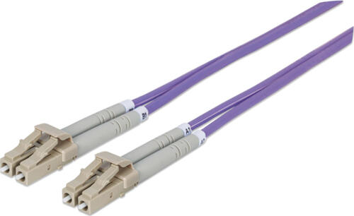 Intellinet Glasfaser LWL-Anschlusskabel, Duplex, Multimode, LC/LC, 50/125 m, OM4, 10 m, violett