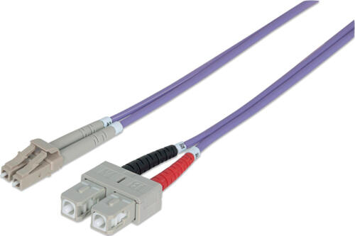 Intellinet Glasfaser LWL-Anschlusskabel, Duplex, Multimode, LC/SC, 50/125 m, OM4, 2 m, violett