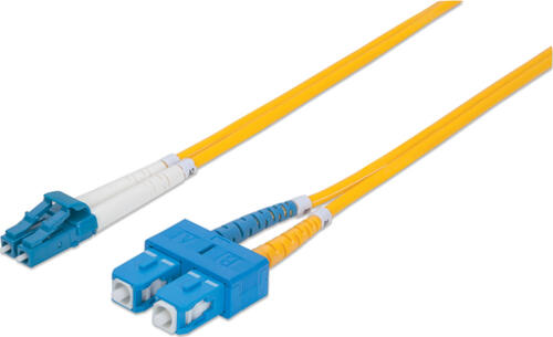 Intellinet Glasfaser LWL-Anschlusskabel, Duplex, Singlemode, LC/SC, 9/125 m, OS2, 10 m, gelb