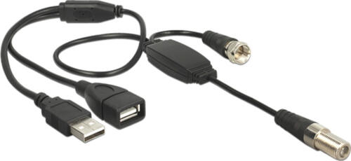 DeLOCK 13006 Koaxialkabel RG-174 0,22 m 1 x IEC female 1 x IEC plug, 1 x USB 2.0 Type-A female, 1 x USB 2.0 Type-A male Schwarz