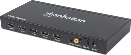 MANHATTAN 1080p 4-Port HDMI Multiviewer Switch mit 4 Eingaengen auf ein Display Videobandbreiten-Verstaerker Fernbedienung schwarz