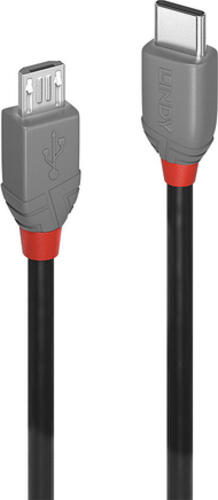 Lindy 36890 USB Kabel 0,5 m USB 2.0 USB C Micro-USB B Schwarz, Grau