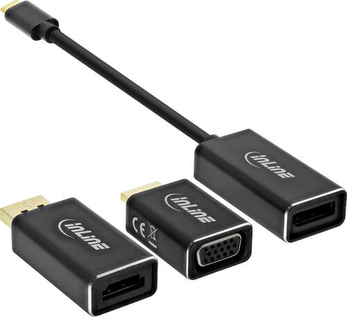 InLine USB Display Konverter Set 6-in-1, 4K/60Hz schwarz