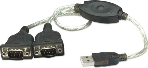 Manhattan USB auf Seriell-Konverter, Zum Anschluss von zwei seriellen Geräten an einen USB-Port, Prolific PL-2303RA-Chipsatz, 0,45 m