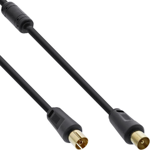 InLine Antennenkabel Premium, 2x geschirmt, mit Filter, >85dB, schwarz, 10m