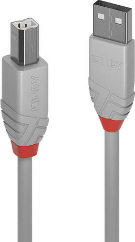 Lindy 36684 USB Kabel 3 m USB 2.0 USB A USB B Grau