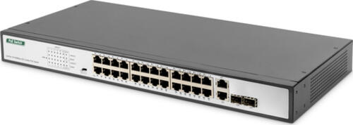 Digitus 24-Port Gigabit PoE Netzwerkswitch,19 Zoll, unmanaged,2 Uplink Ports, SFP, 370 W, af/at