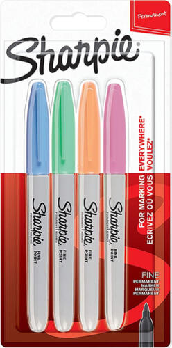 Sharpie 2065402 Permanent-Marker Fibre tip Blau, Grün, Orange, Pink 4 Stück(e)