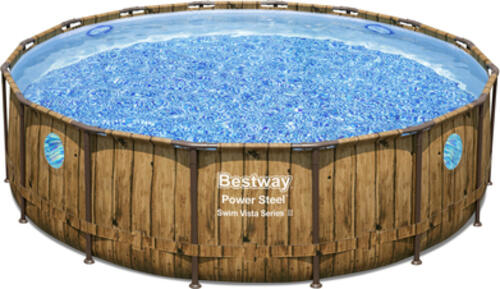 Bestway 56725 Aufstellpool Gerahmter Pool Rund Blau, Braun