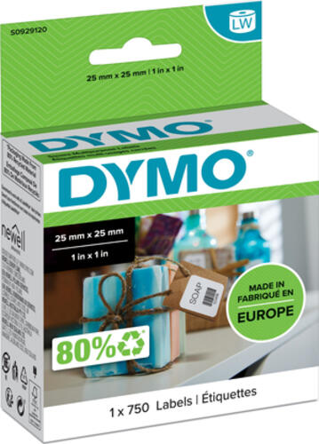 Dymo LabelWriter Etiketten ablösbar 25x25mm, weiß,  1 Rolle