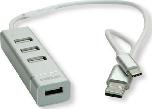 ROLINE 14.02.5037 Schnittstellen-Hub USB 2.0 480 Mbit/s Silber, Weiß