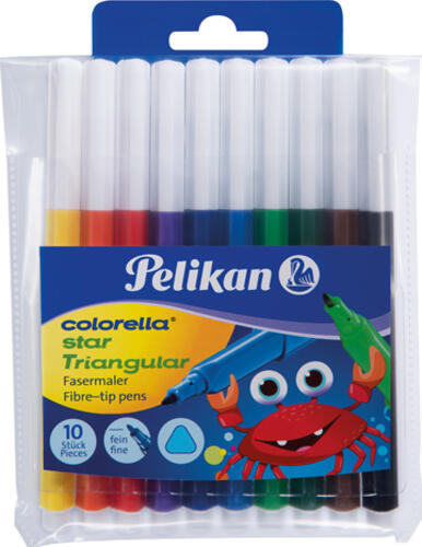 Pelikan 985663 Filzstift Fein Schwarz, Blau, Braun, Grün, Hellblau, Hellgrün, Orange, Rot, Violett, Gelb