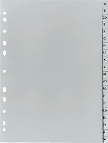 Herlitz 10843522 Tab-Register Alphabetischer Registerindex Polypropylen (PP) Grau