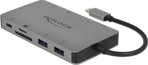 DeLOCK 87735 laptop-dockingstation & portreplikator Kabelgebunden USB 3.2 Gen 1 (3.1 Gen 1) Type-C Grau
