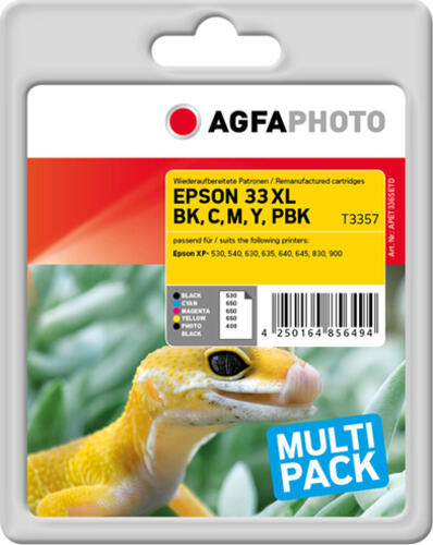 AgfaPhoto APET336SETD Druckerpatrone 5 Stück(e) Kompatibel Schwarz, Cyan, Magenta, Gelb