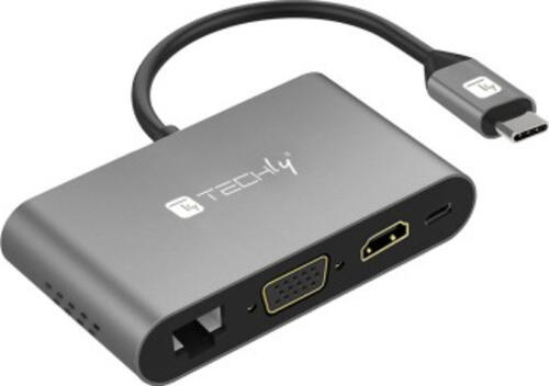 Techly IADAP-USB31-DOCK3 Schnittstellenkarte/Adapter HDMI, RJ-45, USB 3.2 Gen 1 (3.1 Gen 1), VGA