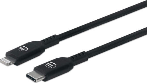 Manhattan USB-C auf Lightning Sync-/Ladekabel, USB-C-Stecker auf MFi-zertifizierten 8-pol. Lightning-Stecker, 0,5 m, schwarz
