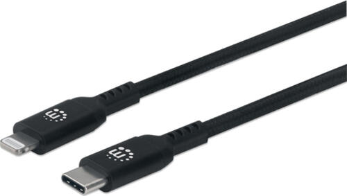 Manhattan USB-C auf Lightning Sync-/Ladekabel, USB-C-Stecker auf MFi-zertifizierten 8-pol. Lightning-Stecker, 1,8 m, schwarz